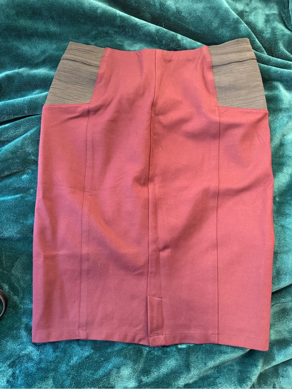Women's Burgundy Pencil Skirt - Picture 2 of 3